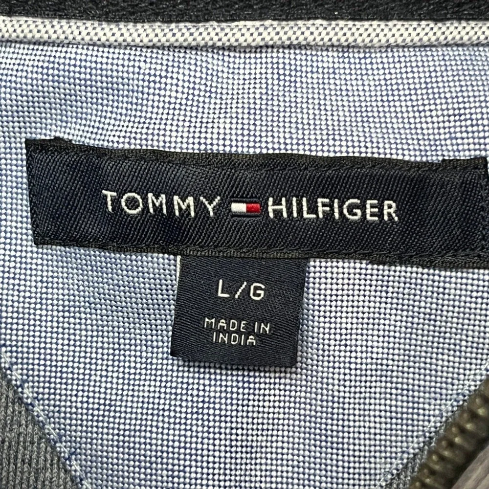 Tommy Hilfiger Pullover Mens L Blue Quarter Zip‎ Mock Neck Logo Sweater 78C6087